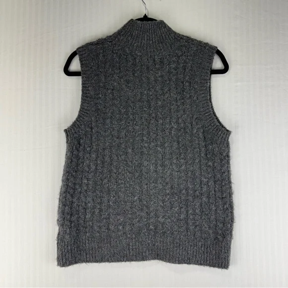 Evereve Avery Gray Cable Tank Sleeveless Mock-Neck Sweater  Vest Size Medium - Picture 2 of 4